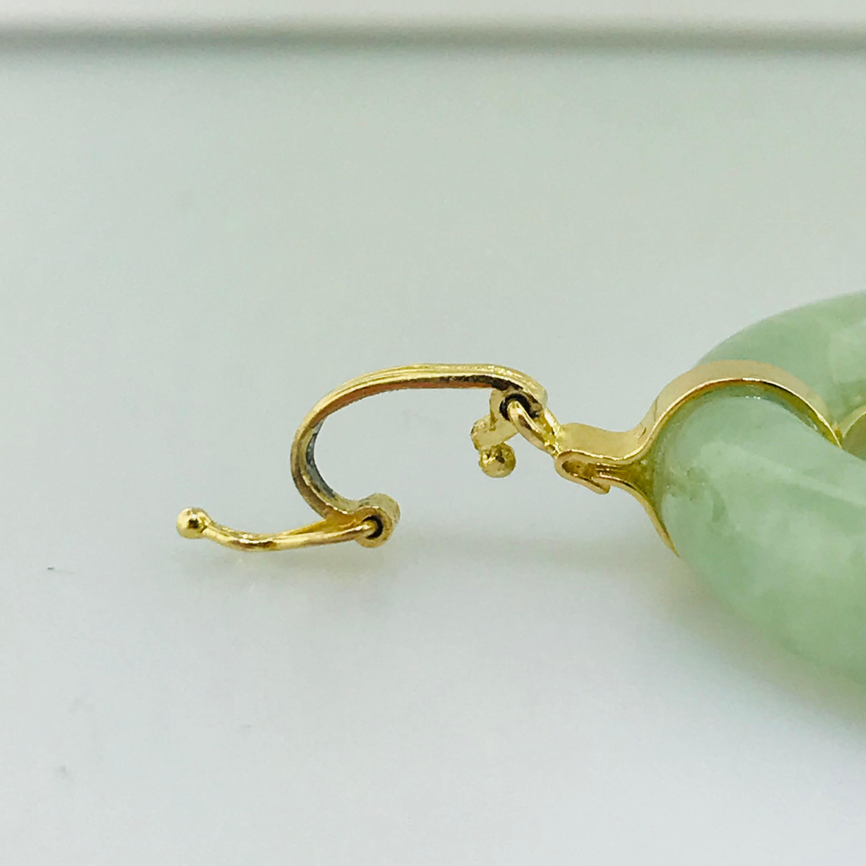 Jade Bead Necklace and Jade and Pearl 14 Karat Gold Dragon Pendant Enhancer 1