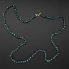 Jade Bead Necklace Translucent Bluish Green Certified