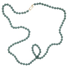 Jade Bead Necklace Translucent Bluish Green Certified