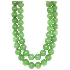 GIA Certified Jade Beads Long Necklace