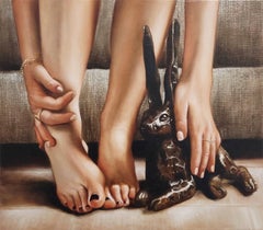 Le lapin, Pintura al óleo sobre lienzo, Pintura figurativa contemporánea, Realismo