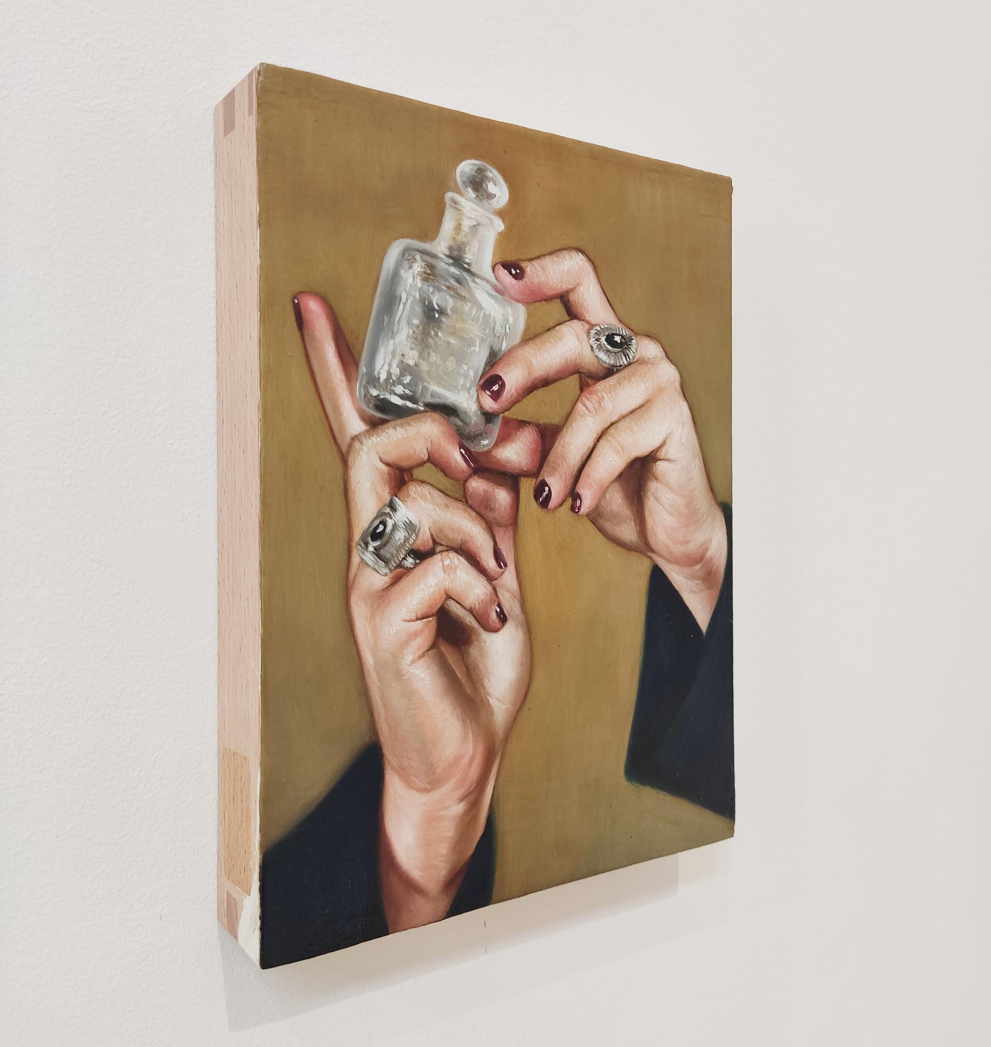 Lavoro :  Pittura a olio originale, opere d'arte fatte a mano e lavori unici.
Medium : Pittura a olio su pannello di legno naturale.
Artista : Jade Boissin
Oggetto : Ricqlès pour une sorcière (FR -Title) Ricqlès per una strega (EN Title)
Quest'opera