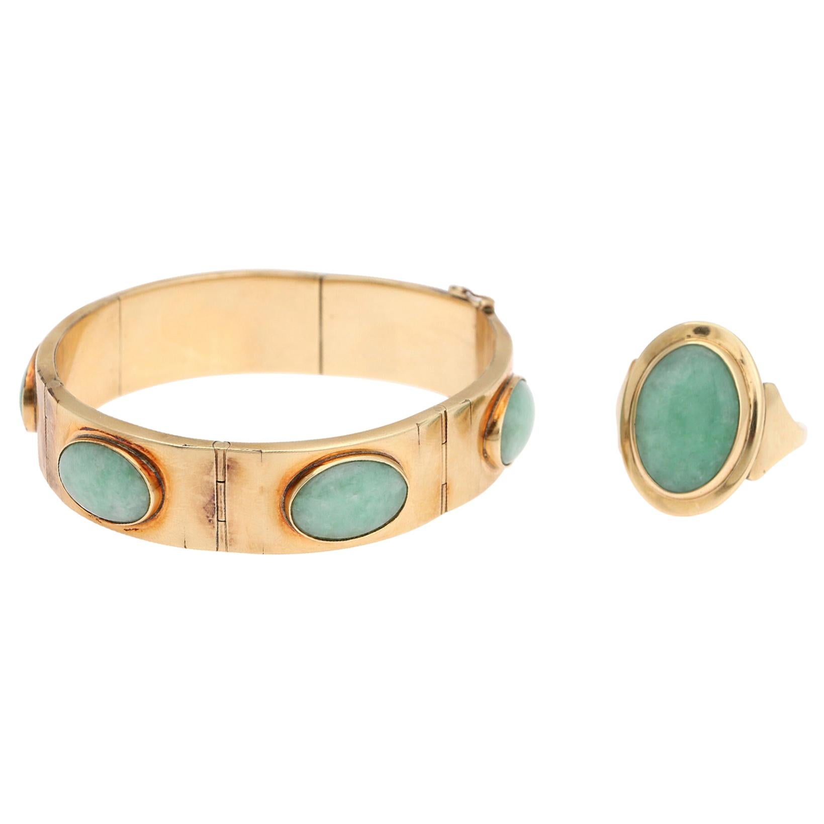 Jade Bracelet & Ring Set by Knud Heji For Sale