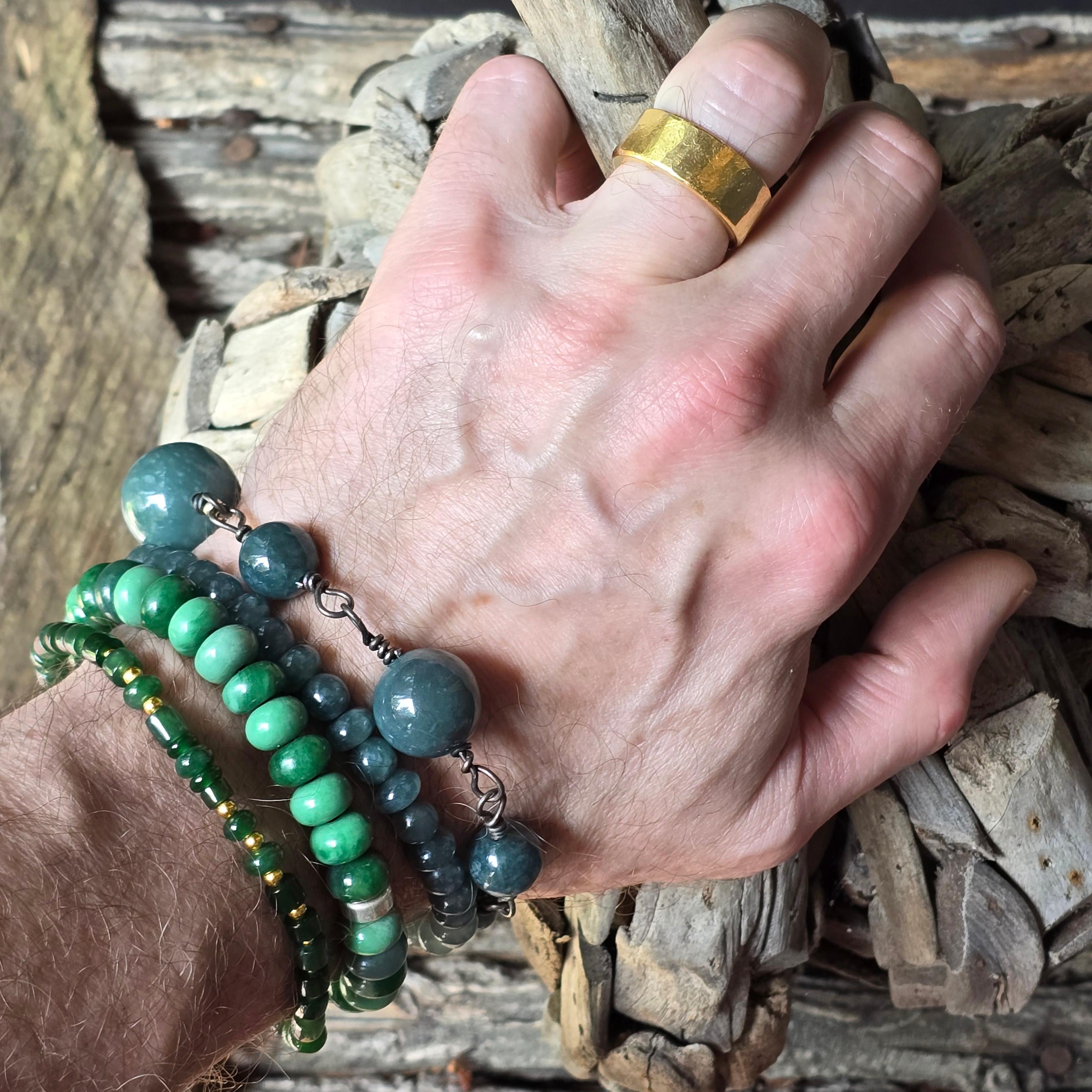 Jade Bracelet Strung on Rarest Metal on Earth -Tantalum Size XL 4