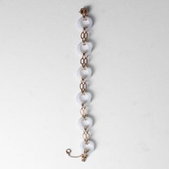 Bracciale di giada traslucida certificata non trattata di giada bianca naturale, metà del secolo scorso