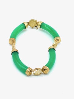Jade Bracelet, Tubular with Chinese Symbol Links