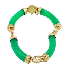Jade Bracelet, Tubular with Chinese Symbol Links