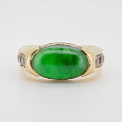 Jade, Burma Ruby, Diamond Ring, Custom Made, 18k, Certified Untreated
