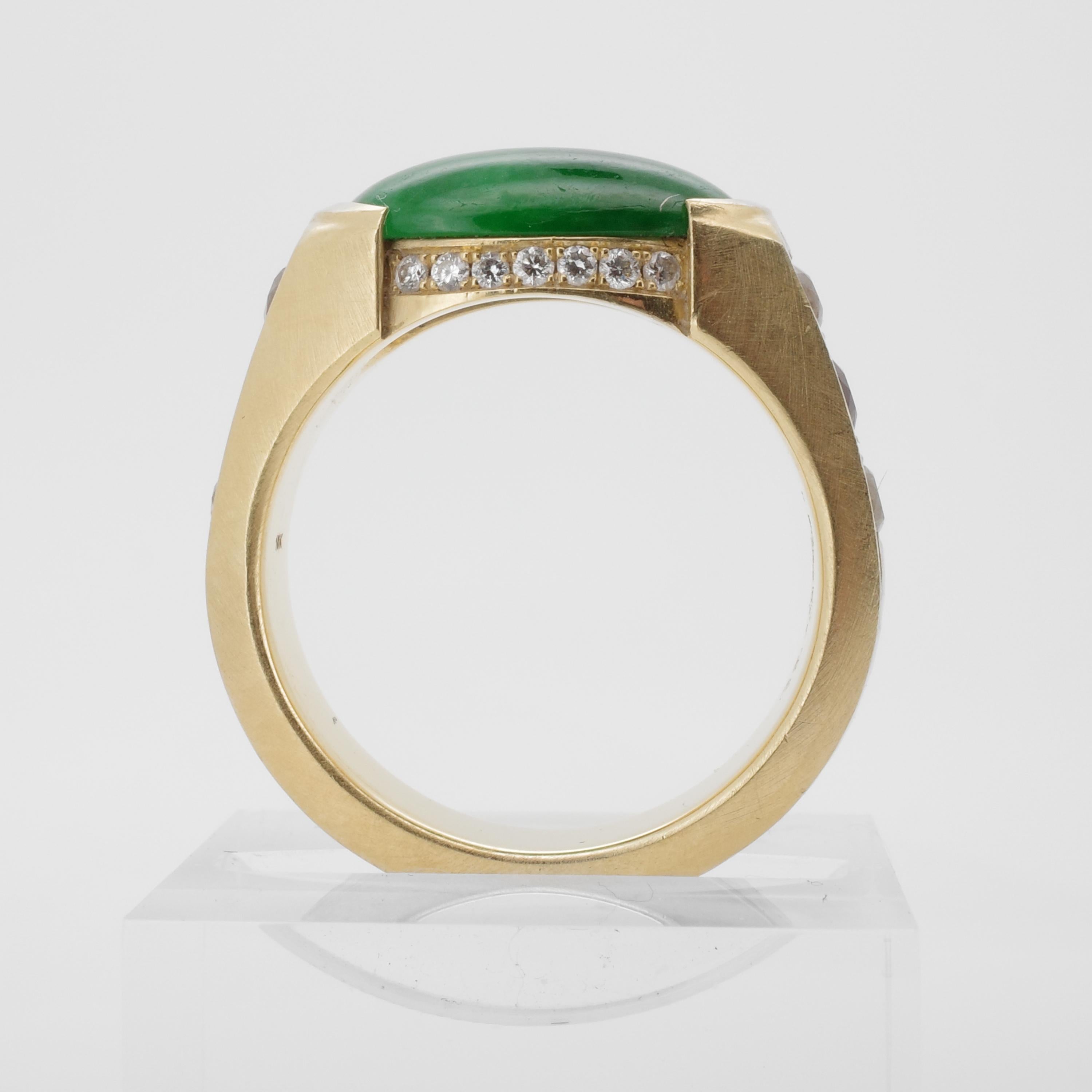 Jadeit Jade-Ring Smaragdgrün, Rubine, Diamanten, 18k, zertifiziert und unbehandelt im Angebot 2