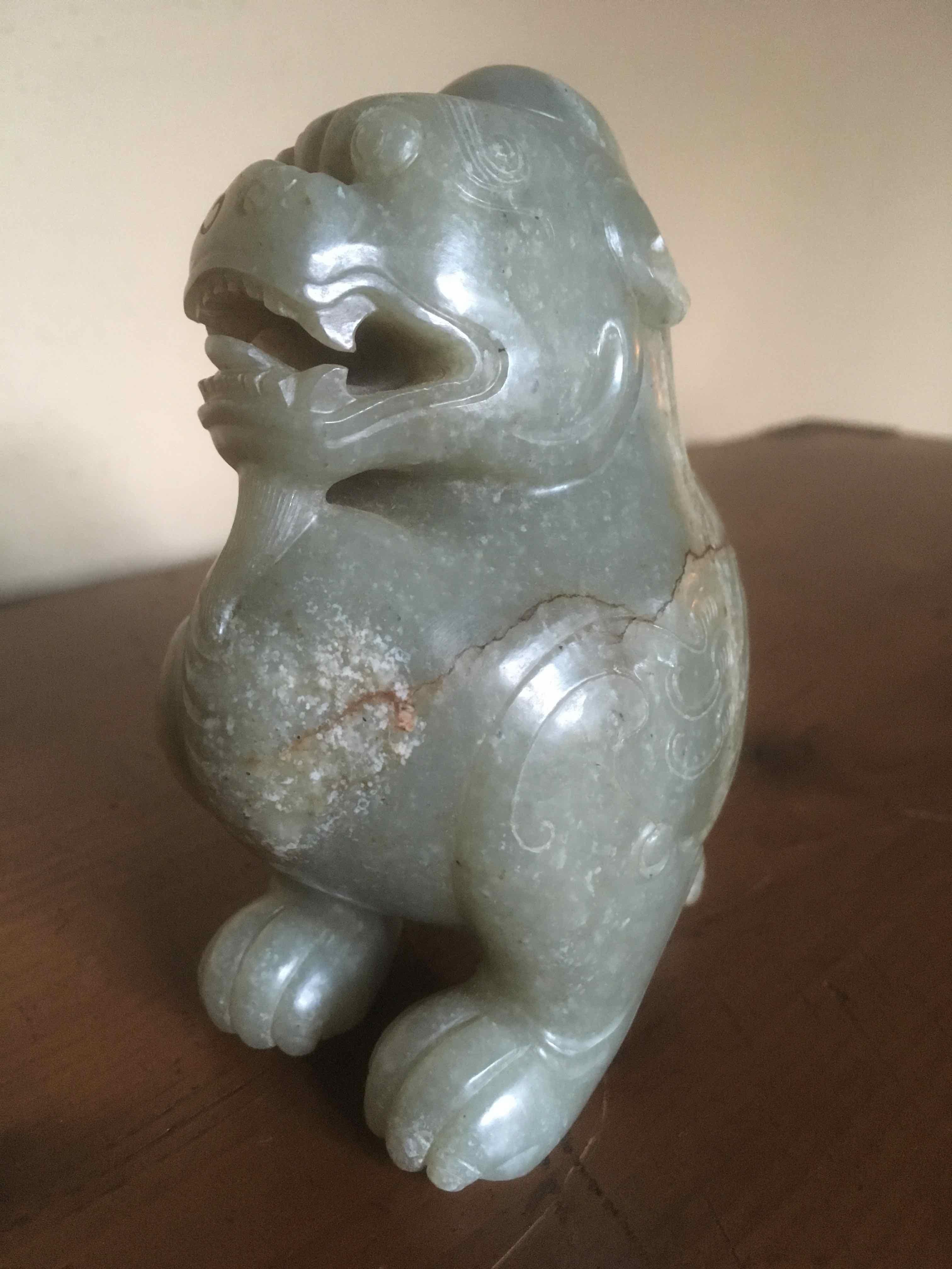 Jade Carving of Mythological Beast Decor China In Excellent Condition For Sale In Monterey, CA