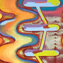 Beachhead, gewellte grafische orange-gelbe abstrakte Landschaft