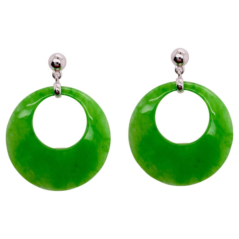 Jade Circle Earrings For Sale at 1stDibs