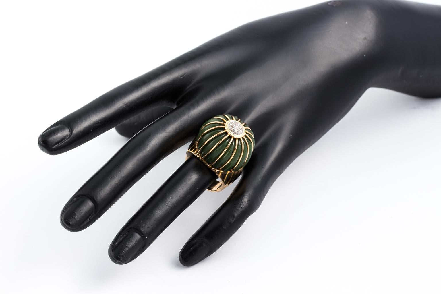 Jade Cocktail Ring, circa 1960 For Sale 5