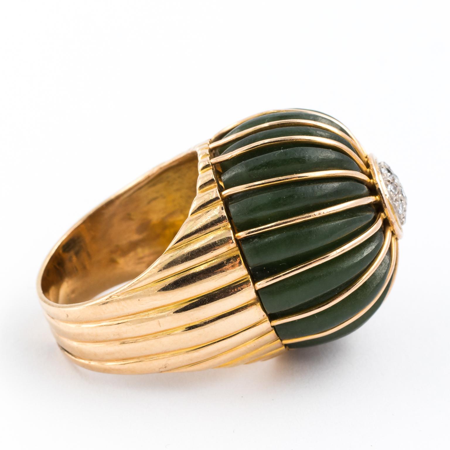 Modern Jade Cocktail Ring, circa 1960 For Sale
