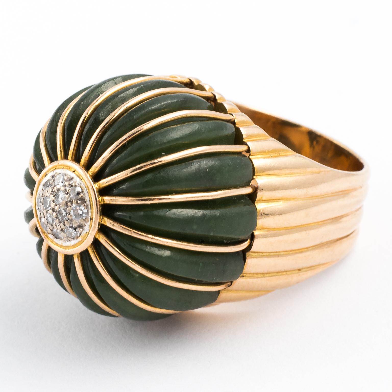 Jade Cocktail Ring, circa 1960 For Sale 1