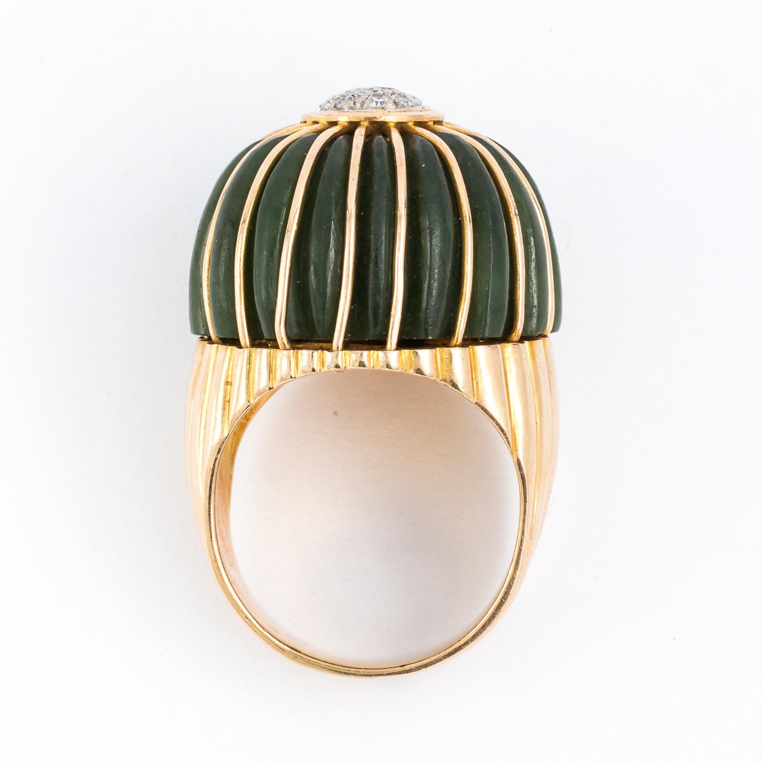 Jade Cocktail Ring, circa 1960 For Sale 2