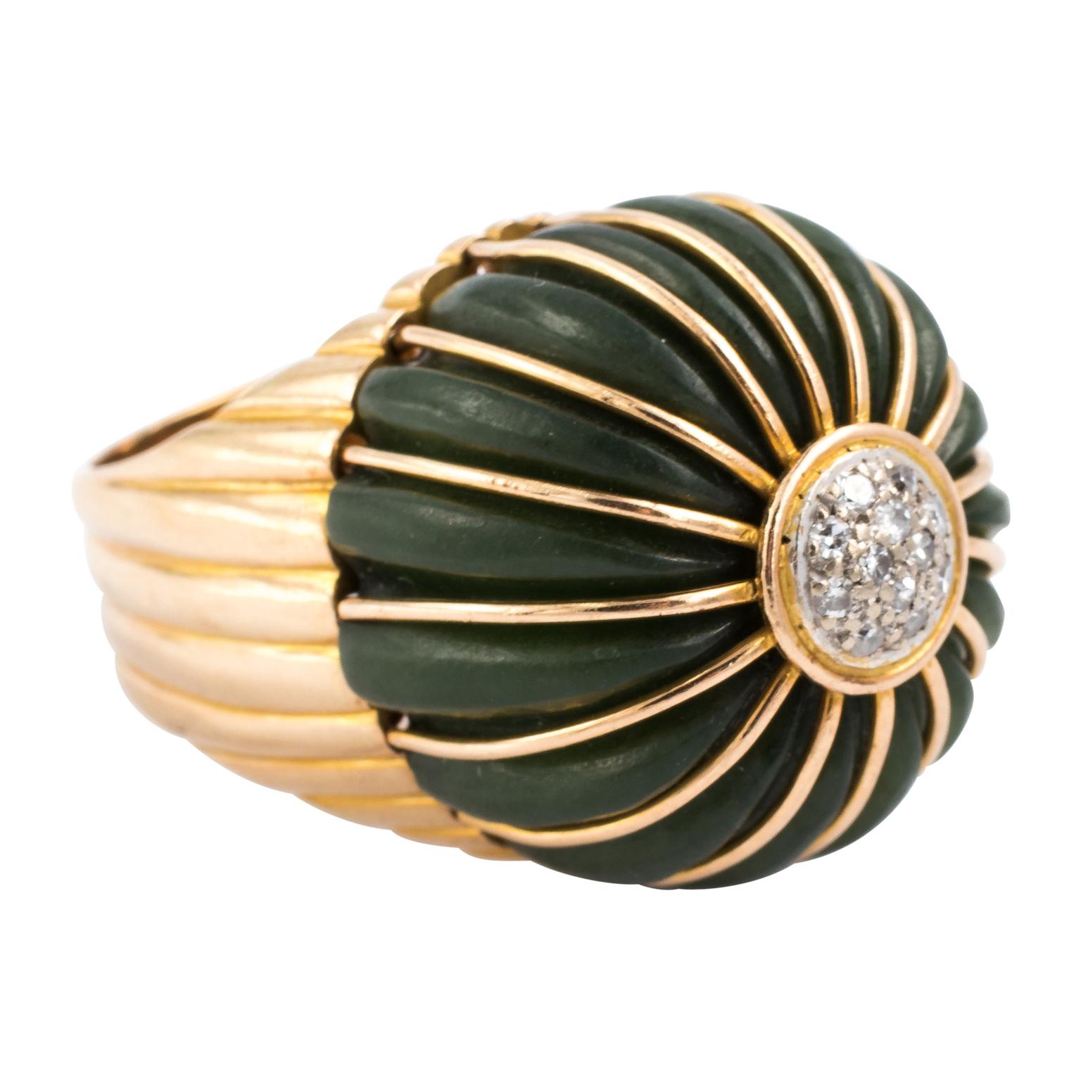 Jade Cocktail Ring, circa 1960 For Sale