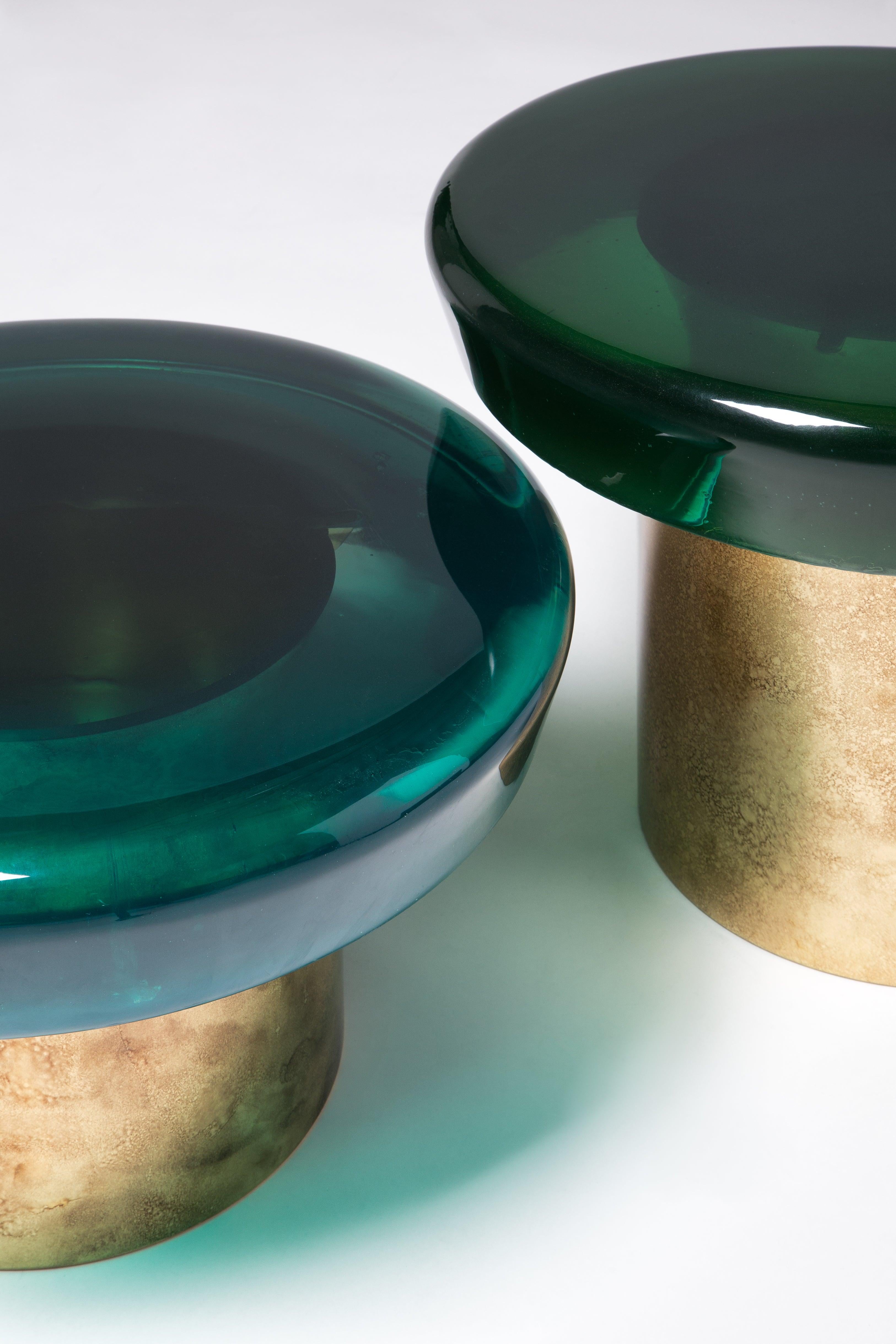 Modern Jade Coffee Table h46 by Draga & Aurel Resin and Brass, 21st Century For Sale