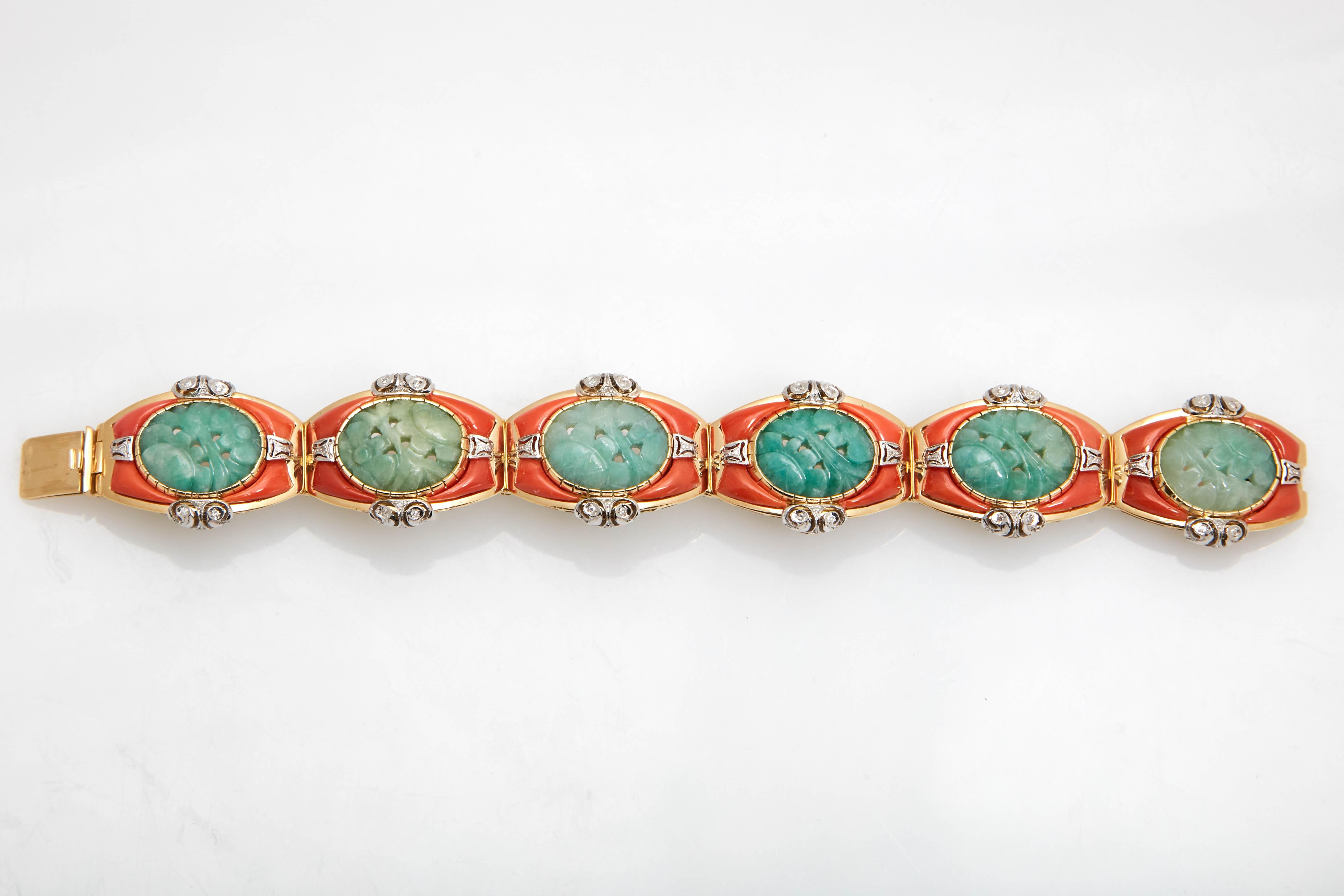 Jade Coral Diamond Bracelet 2