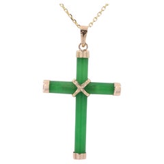 Jade Cross in 14 Karat Yellow Gold Jade Gold Cross