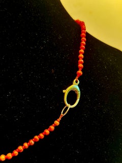 Jade Cross with  Coral Beads and Gold