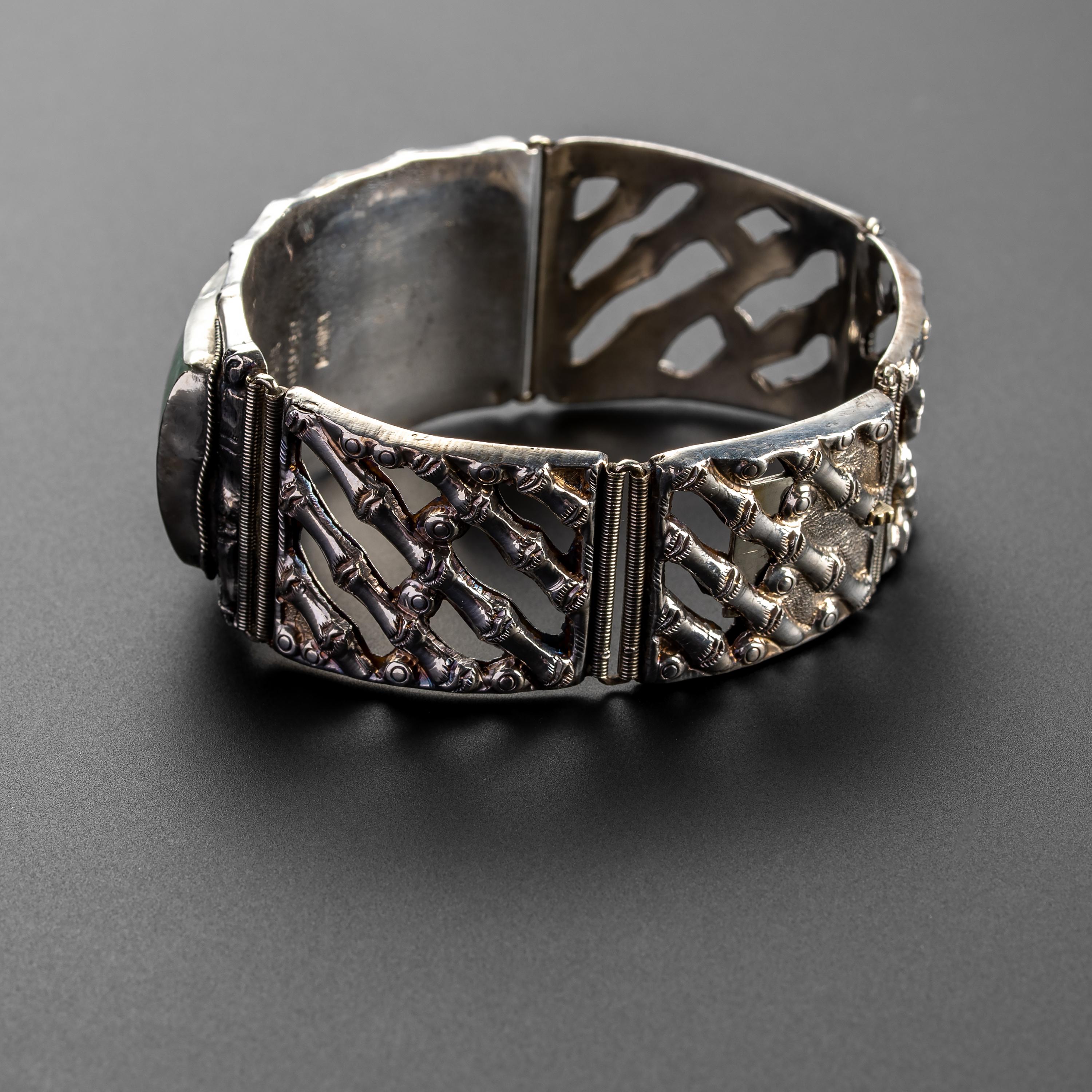 Jade Cuff Bracelet Midcentury Certified Untreated For Sale at 1stDibs vintage jade and silver