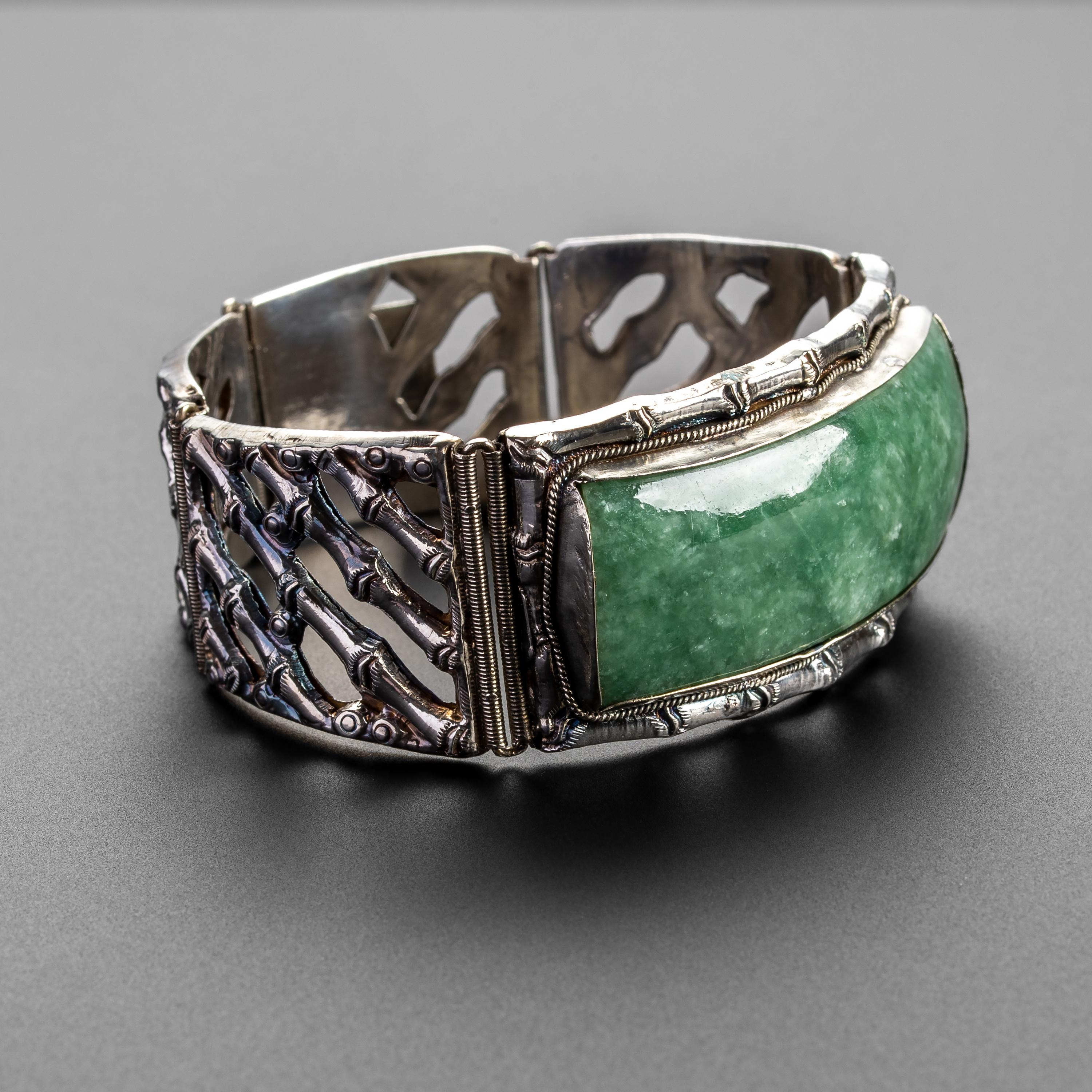 vintage jade and silver bracelet