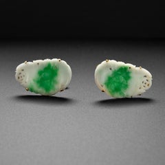Jade Cufflinks from Falconer Jewellers Hong Kong Circa 1950s Certified Untreated