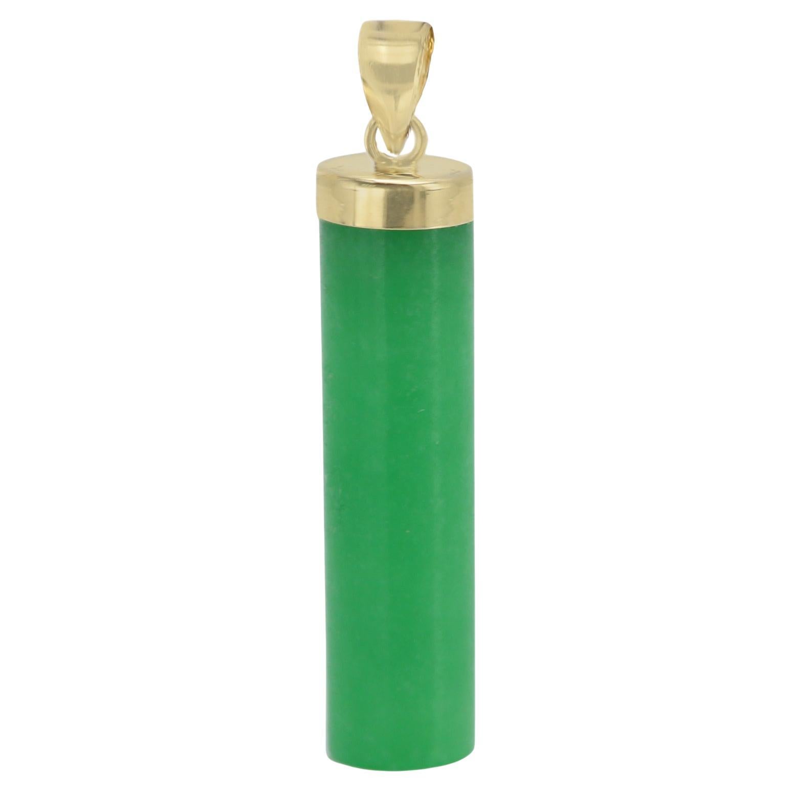 Cylindre cylindrique en or jaune et jade de 1 pouce en or 14 carats