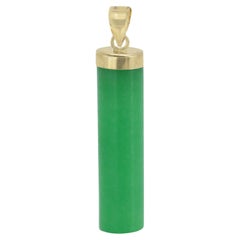Cilindro de jade Colgante de jade de oro amarillo Cilindro de 1' pulgada Jade de oro de 14 quilates