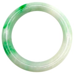 Jade, Dark Green Veined Bangle Bracelet