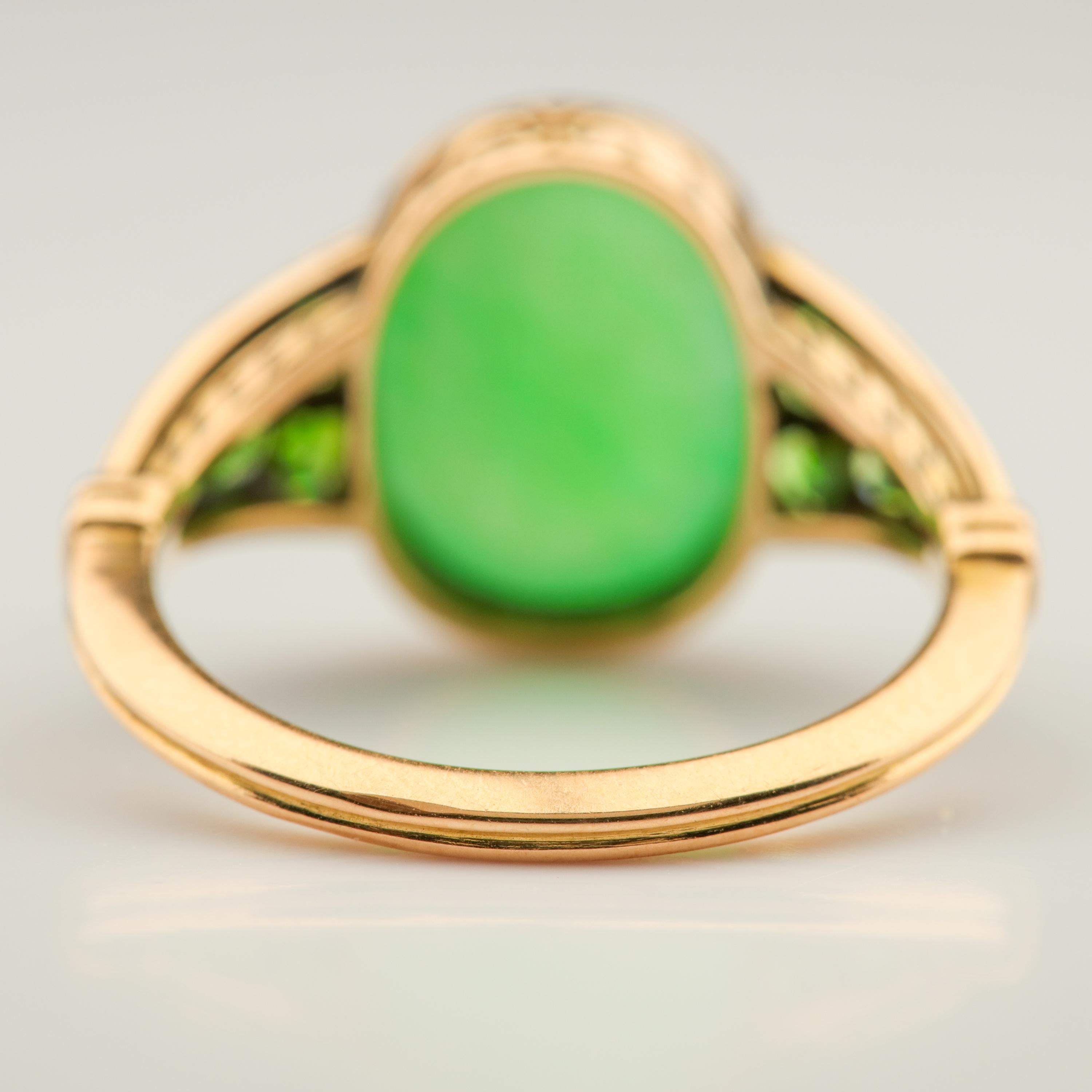 Jade and Demantoid Garnet Ring Victorian Era at 1stDibs