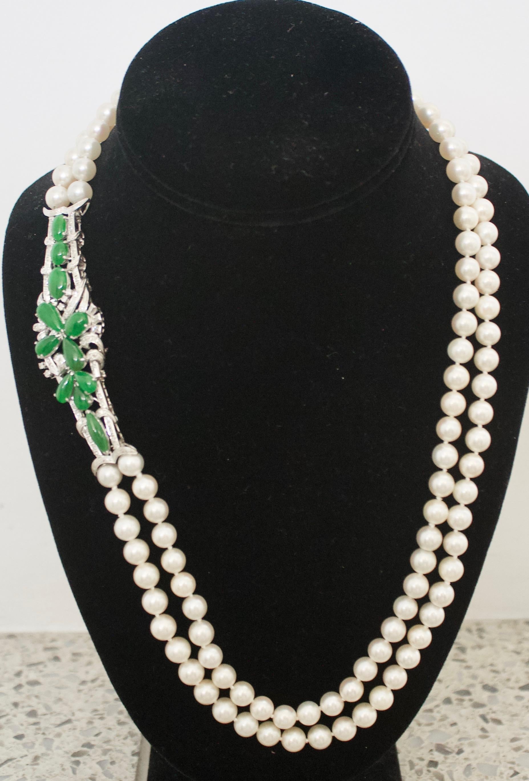 Moderno Collana di giada, diamanti e perle, circa anni '50 in vendita