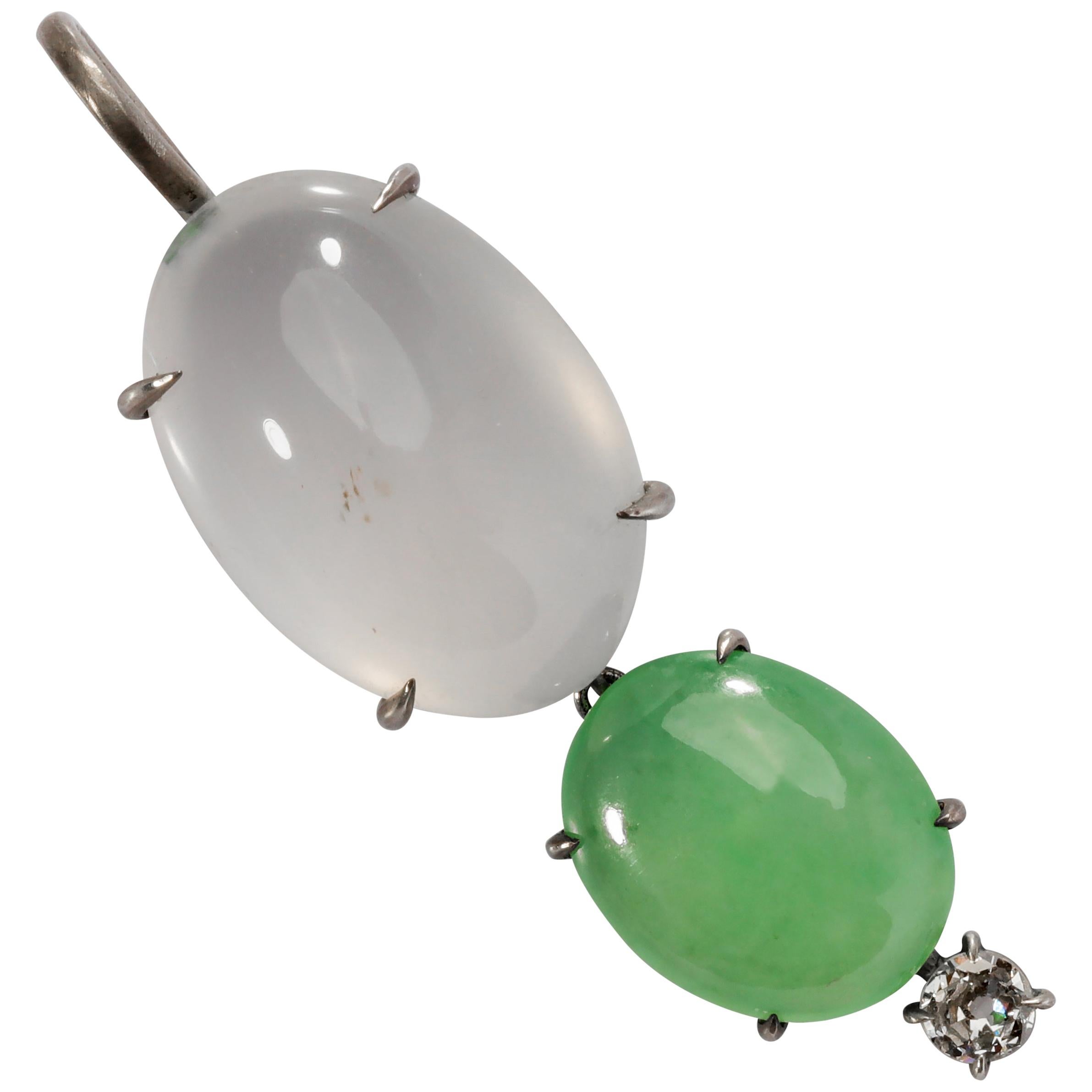 Jade, Diamond and Quartz Pendant