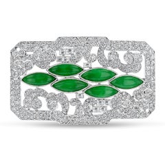Jade & Diamond Brooch and Earring Set
