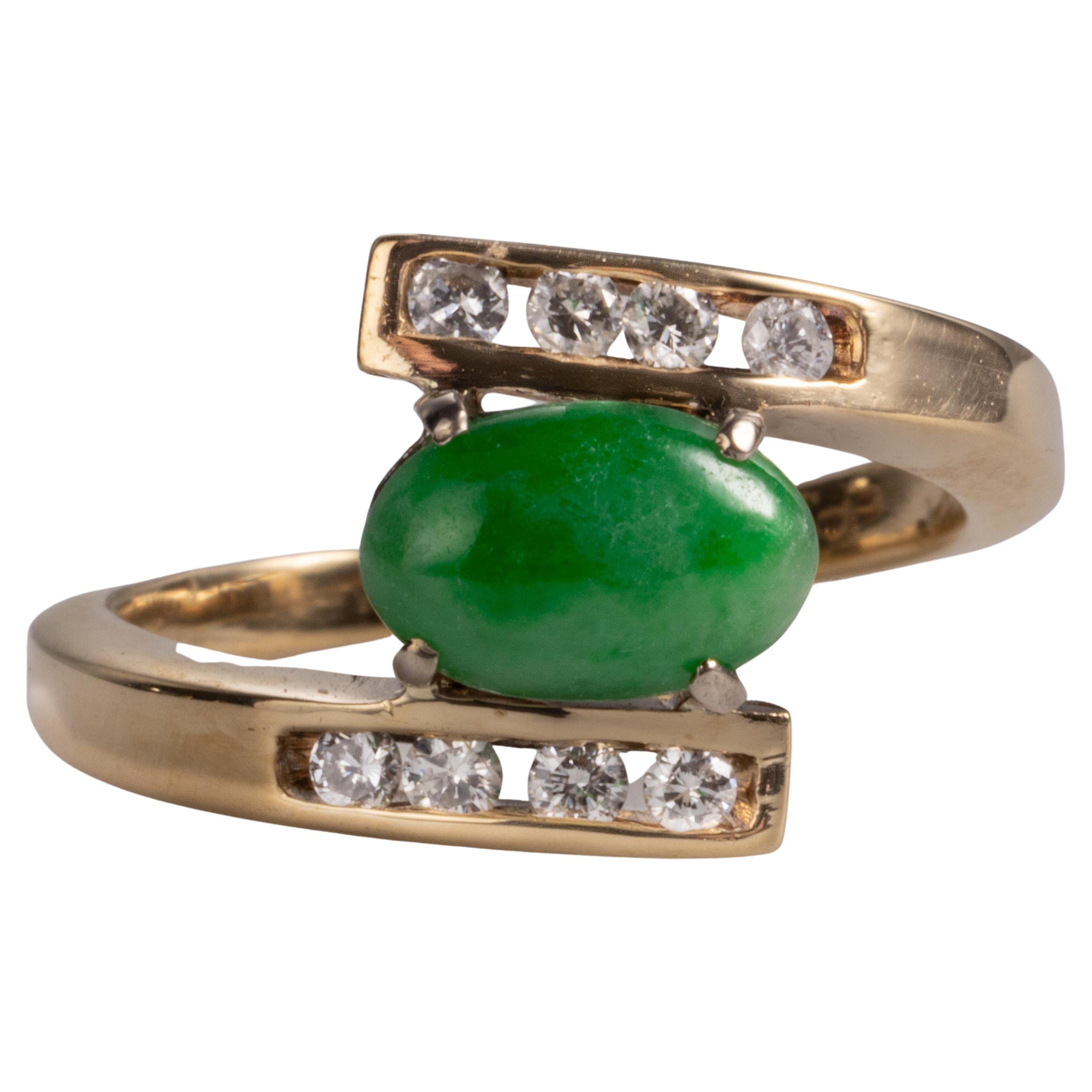 Jade & Diamond Bypass Ring, Circa 1970s