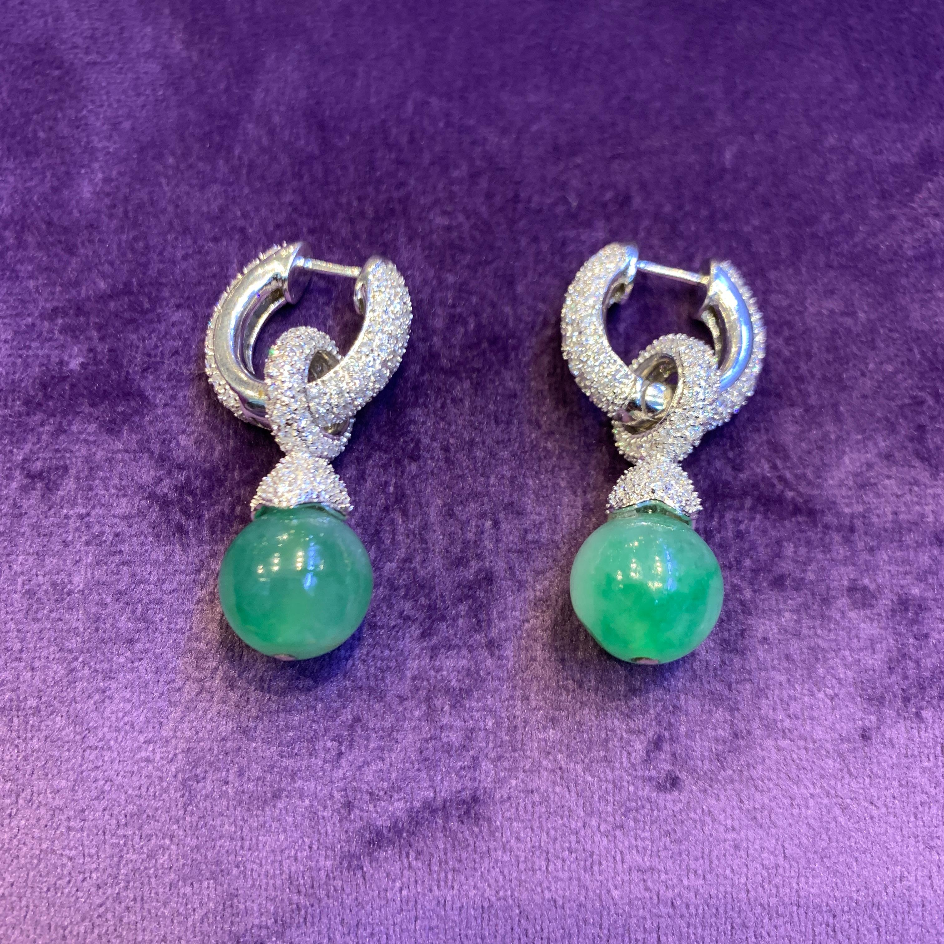 Jade & Diamond Day & Night Earrings  For Sale 2