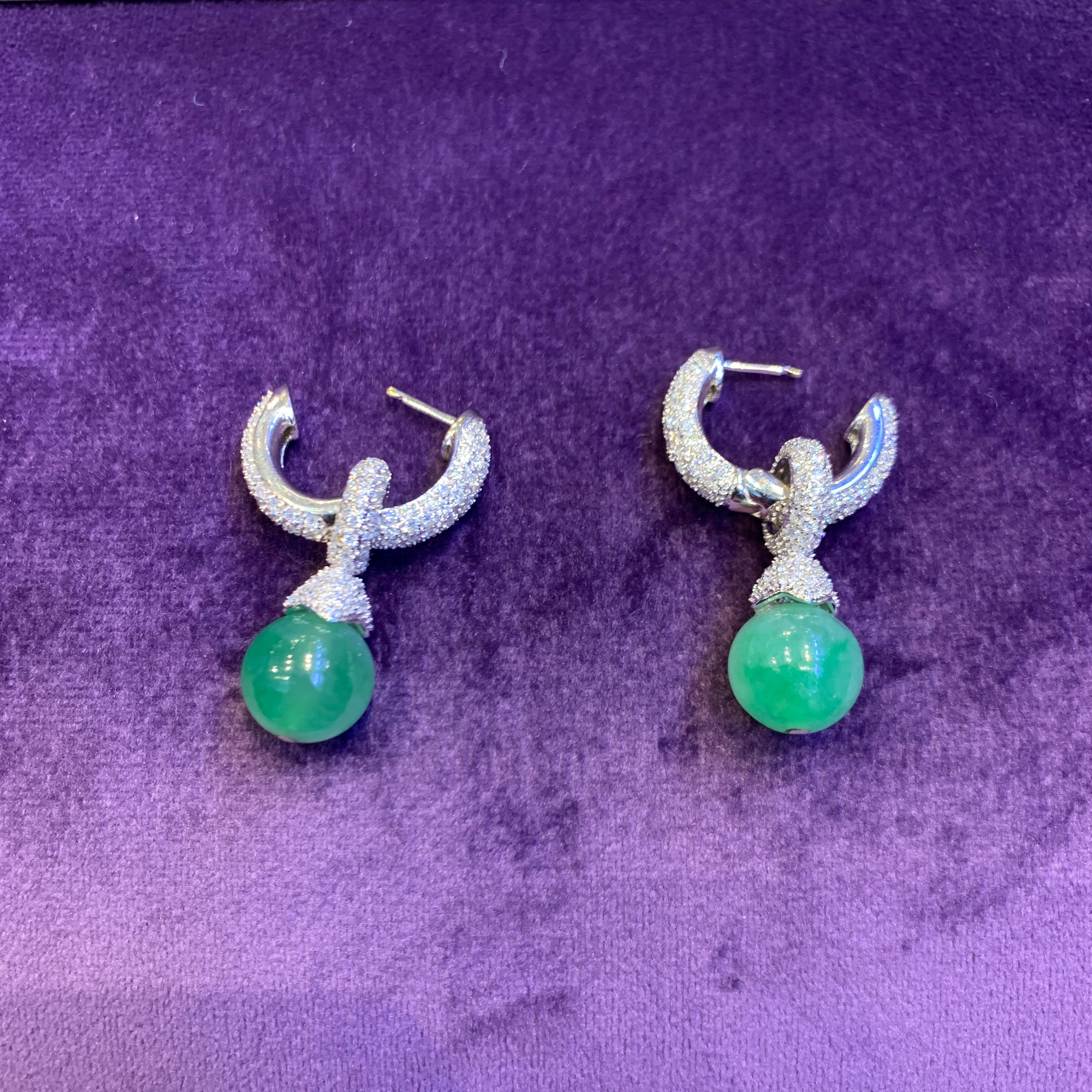 Jade & Diamond Day & Night Earrings  For Sale 3