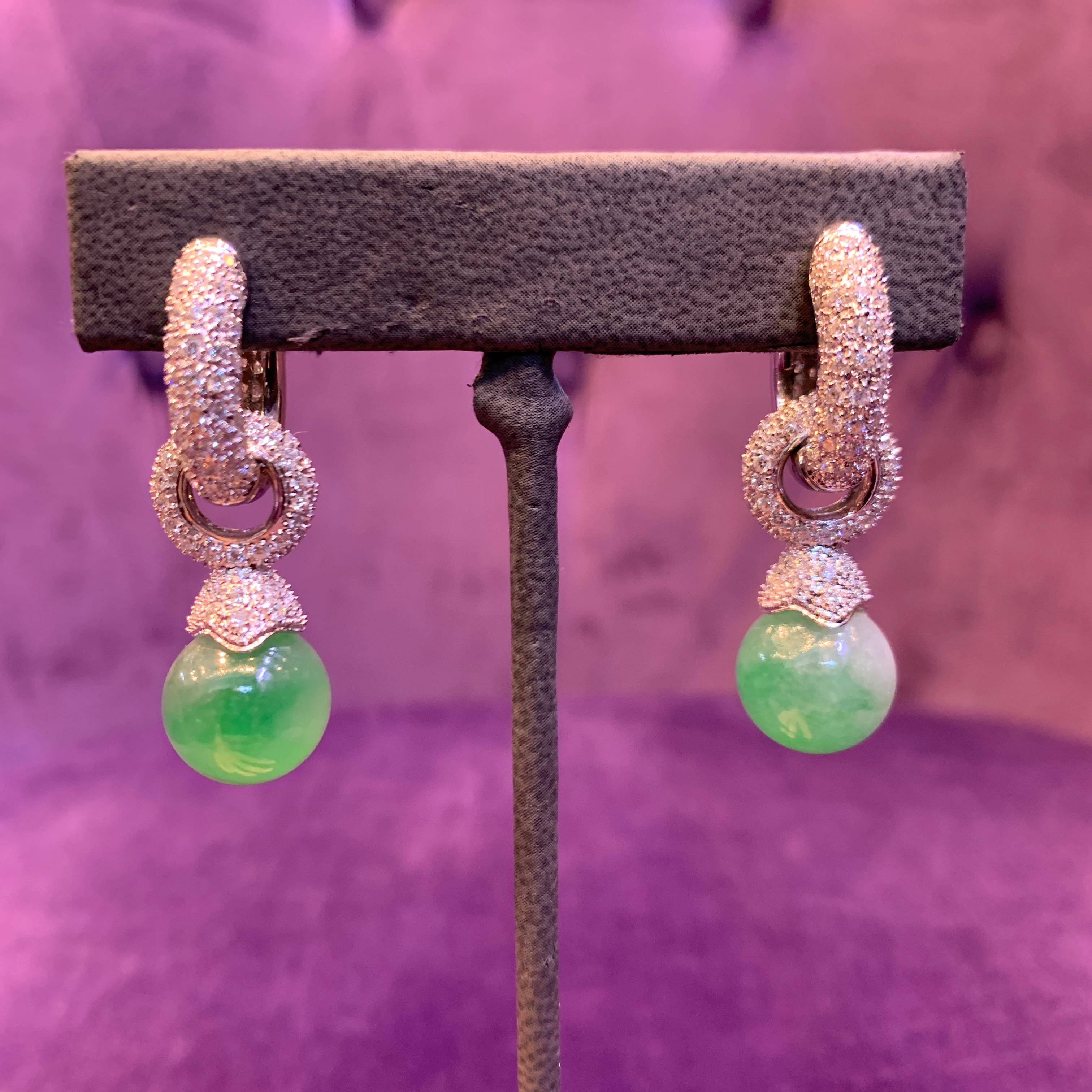 Jade & Diamond Day & Night Earrings  For Sale 4