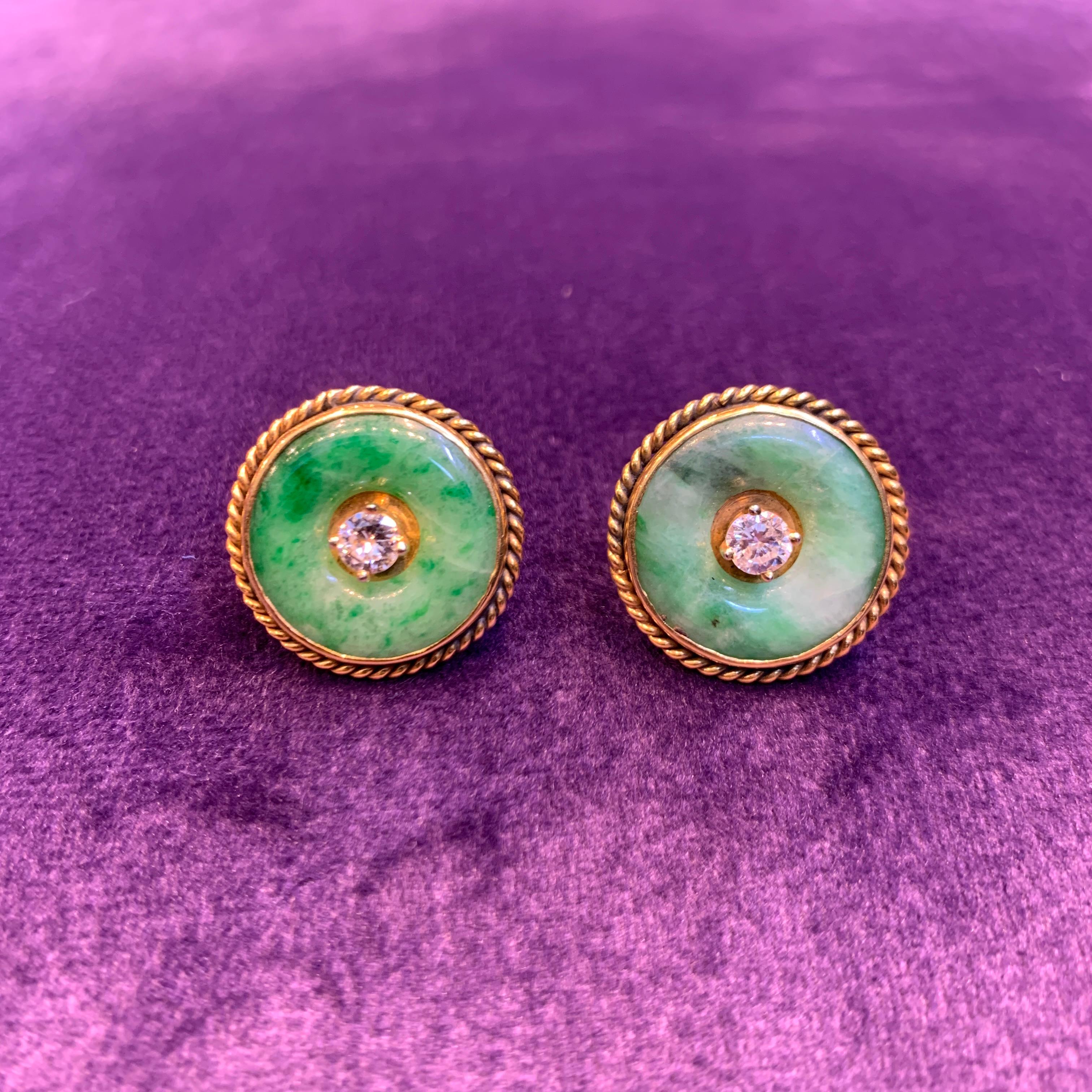 Jade & Diamant-Ohrringe  im Zustand „Hervorragend“ im Angebot in New York, NY