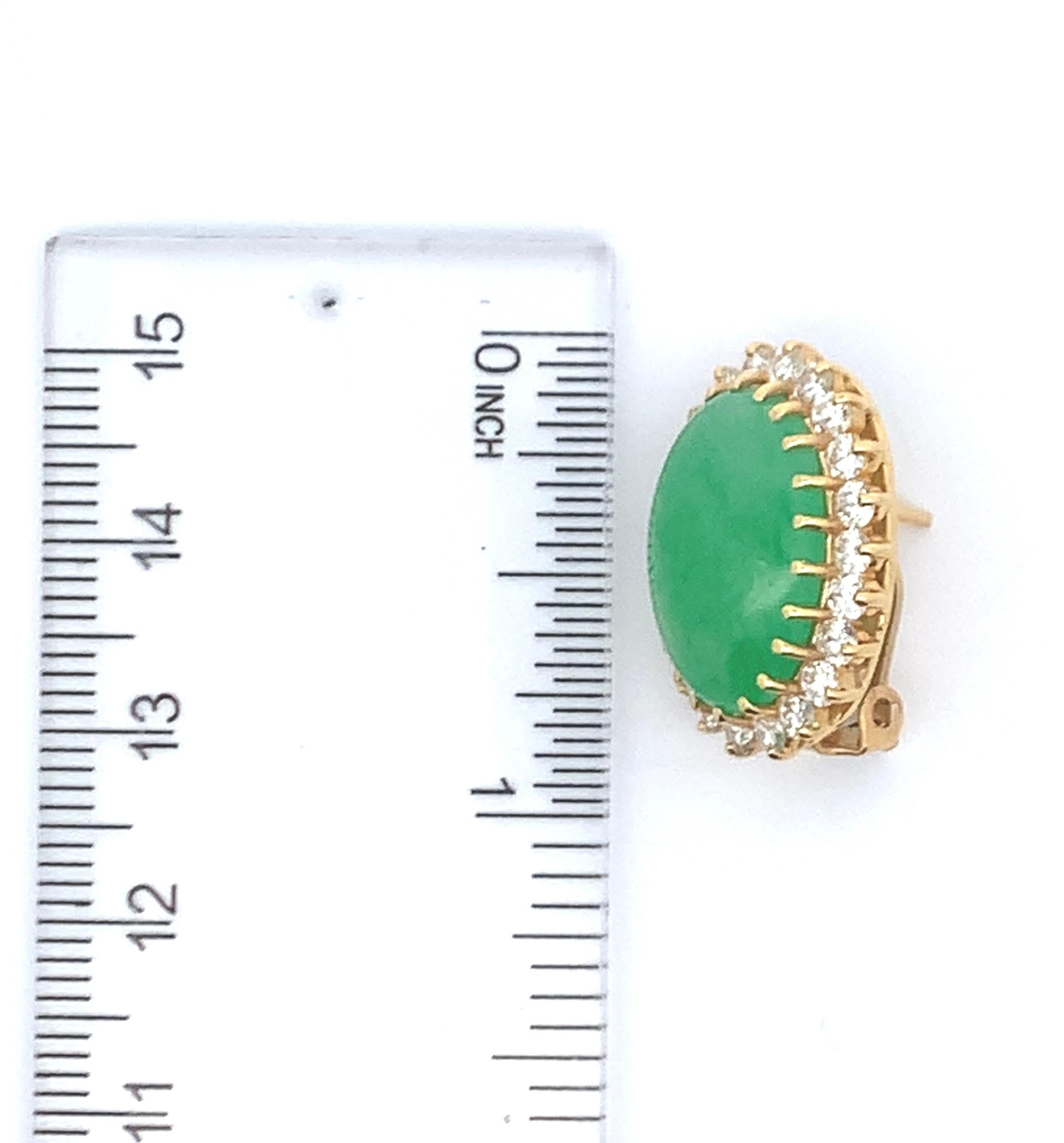 Boucles d'oreilles en jade et diamant  Excellent état - En vente à New York, NY