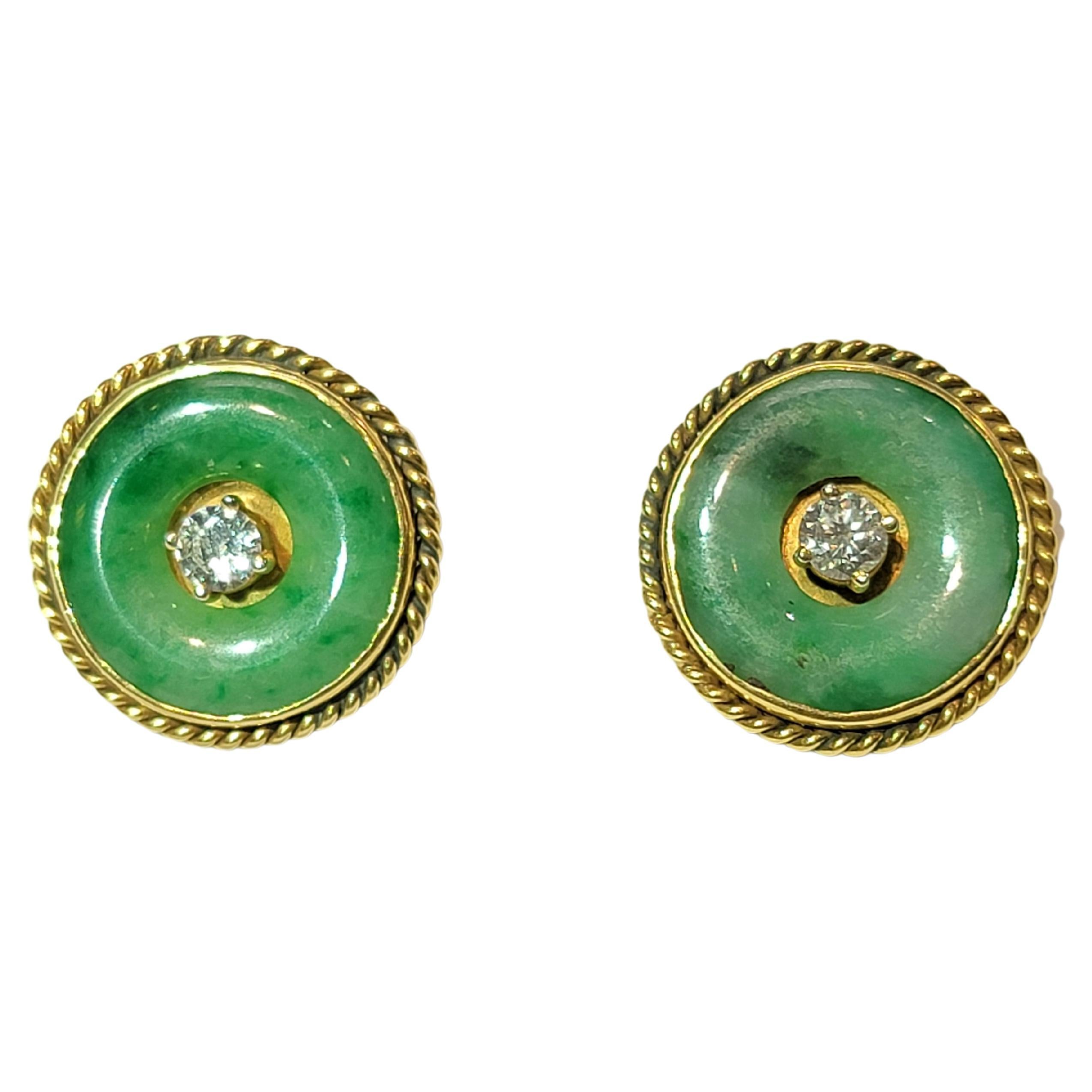 Jade & Diamond Earrings  For Sale