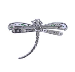 Jade Diamond Gold Dragonfly Brooch Pin