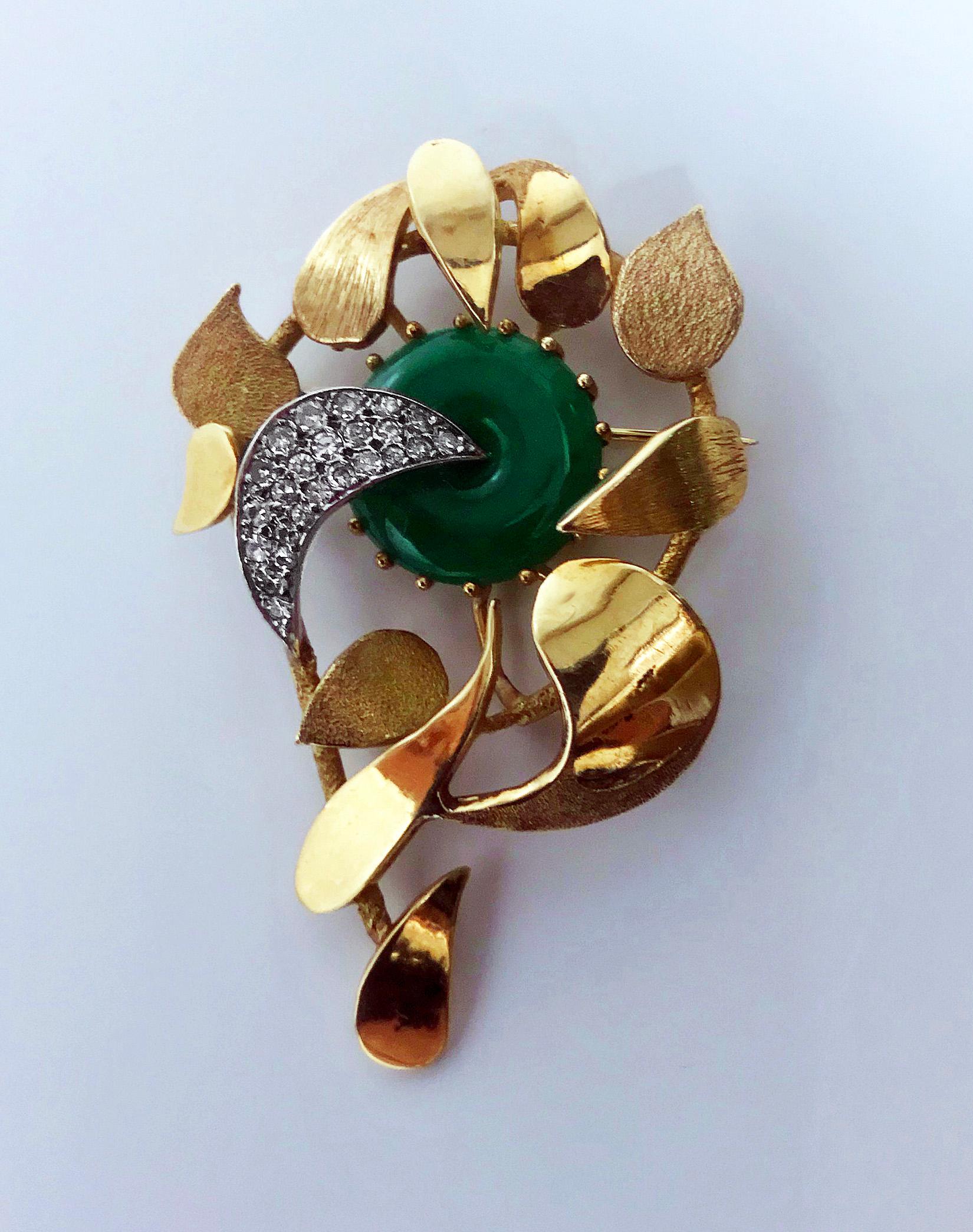 Women's Jade Diamond Gold Flower