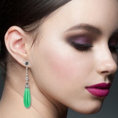 Jade Diamond Linear Earrings