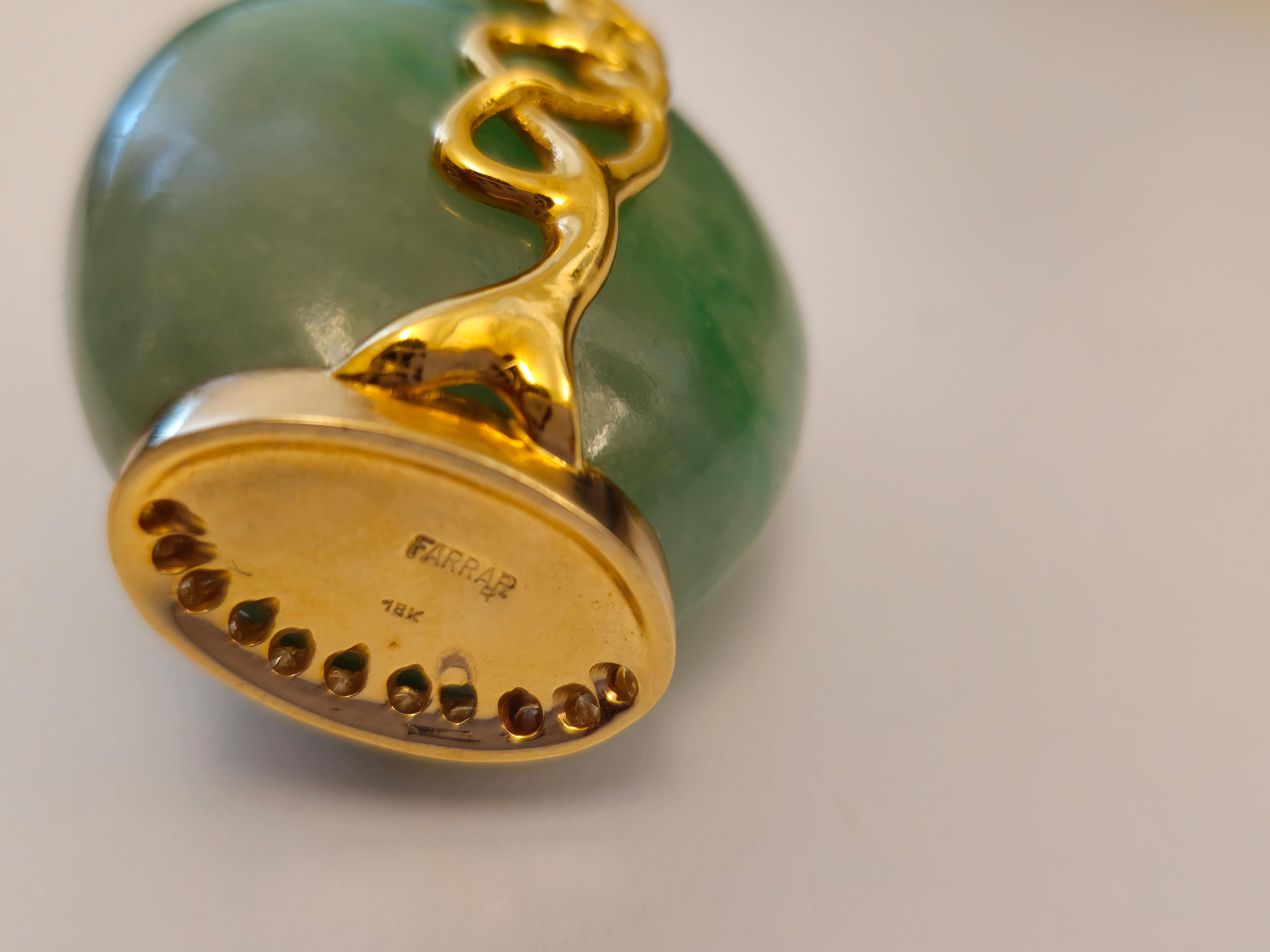 Jade, Diamond, Multi-colored Gemstones, Glass, & 18K Gold Perfume Bottle Pendant For Sale 1