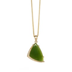 Jade Diamond Necklace 18 Karat Yellow Gold ' New Zealand Jade '