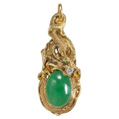 Antique Jade, Diamond Pendant Substantial, Eccentric, Spectacular & Certified Untreated