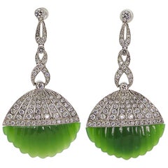 Jade Diamond Platinum Earring