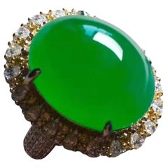 Jade Yellow Diamond Ring 18 Karat White Gold